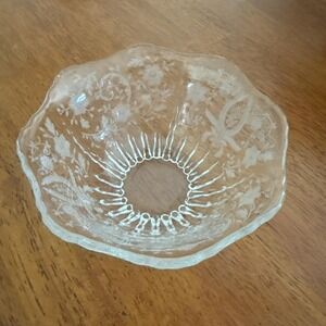 Vintage Martinsville "Prelude" Floral‎ Etched Glass Condiment Bowl